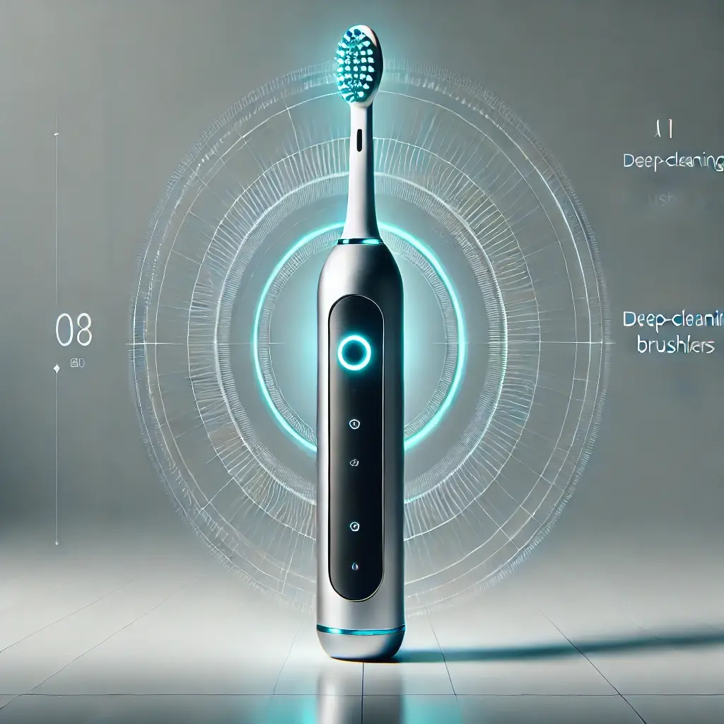 "High-tech electric toothbrush with LED display and deep-cleaning features"